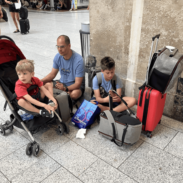 here we are in paris waiting on the train