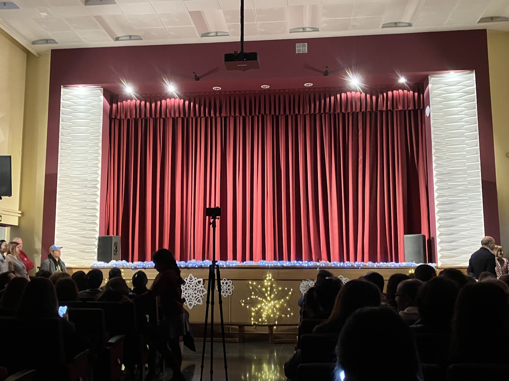 An auditorium at a school in spain, where kids do performances and the school has large group gatherings.